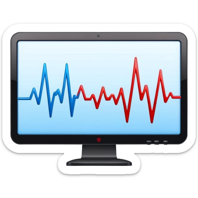 heartbeat line on monitor in blue and red colors sticker