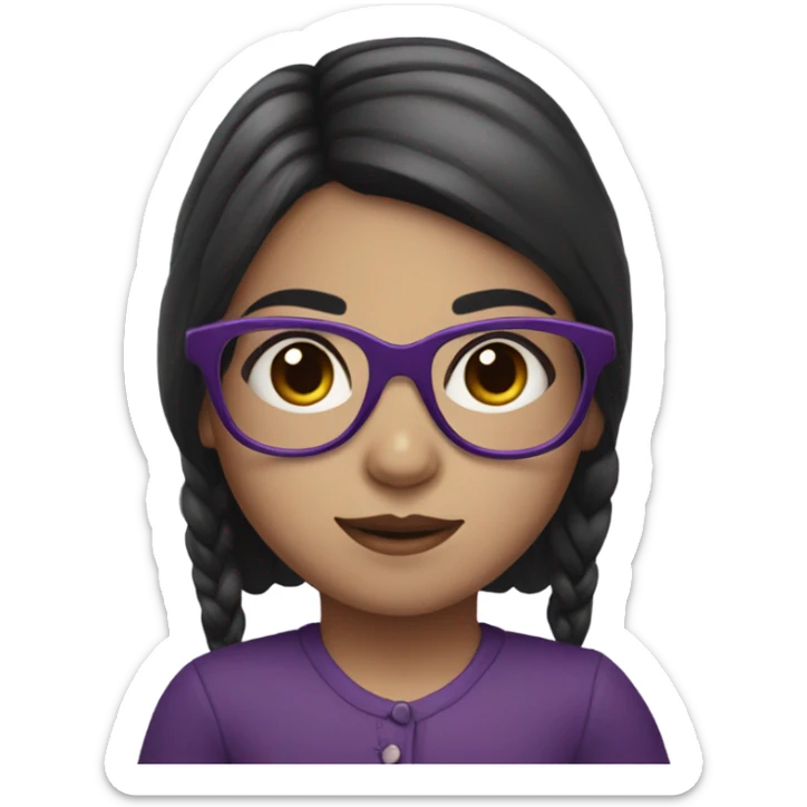 pale little girl in purple glasses and dark hair sticker