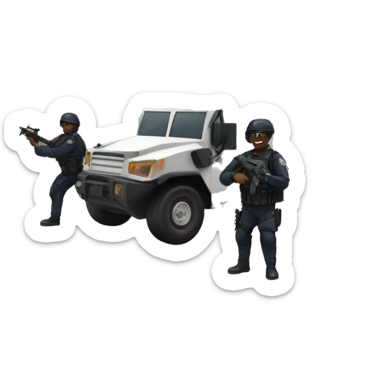 ARMESWAT POLICE TEAM DEPLOYING OUTSIDE THEIR POLICE ARMORED TRUCK sticker