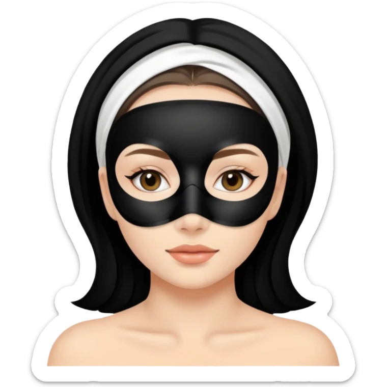 young woman with black facial treatment mask, skincare style spaces beauty sticker