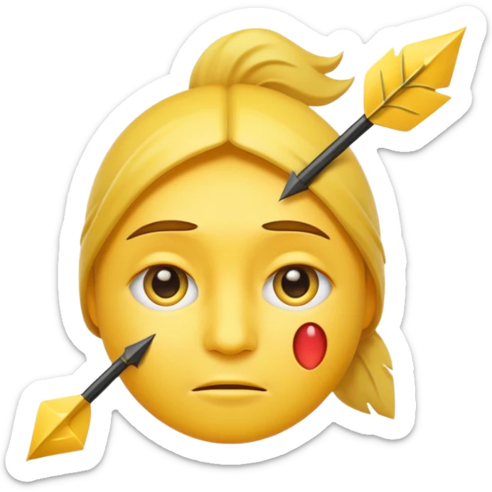 smile,two tears, arrow lke eyes and head tilted a little emoji yellow sticker