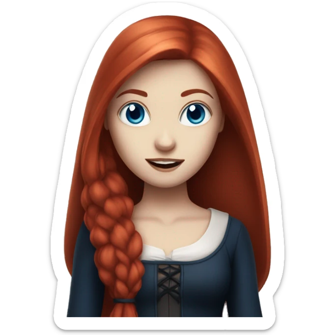 vampire girl with straight red hair and blue eyes, fair skin sticker