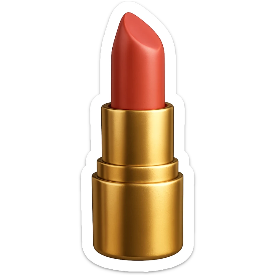 Edit this image to a realistic lipstick emoji with a gold case in a photorealistic style. Remove the background completely. sticker