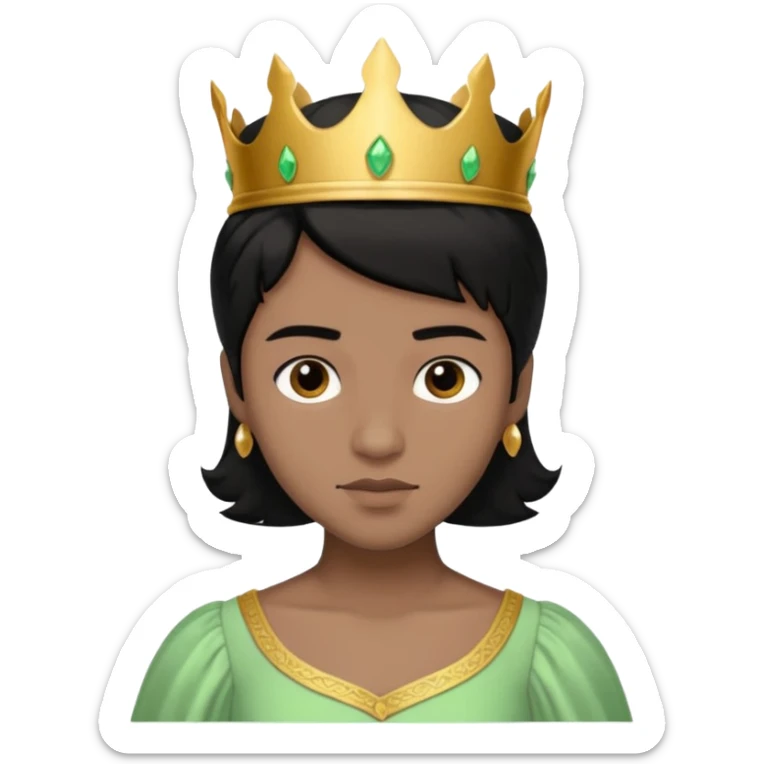 Brown prince with black hair and light green dress sticker