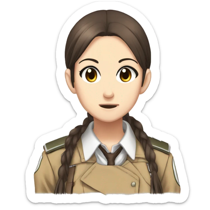Sasha Braus brown hair hair in a ponytail anime attack on titan sticker