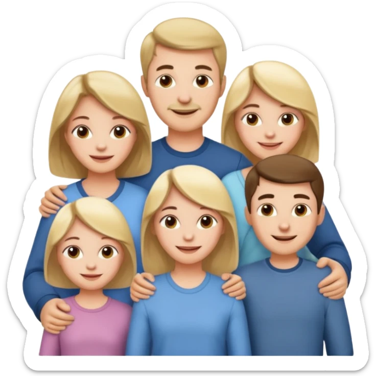 Happy family of 5: mom, dad, two sisters and brother sticker