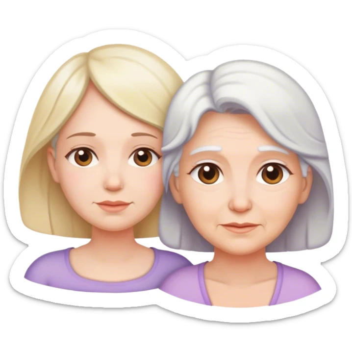 overlapping profiles of girl, pregnant woman, and elderly woman sticker