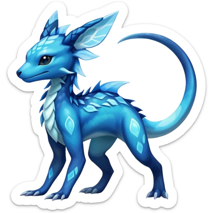 Colorful Dark Shiny Exotic Salandit-Aurorus-Glaceon-Fakémon-hybrid-creature (full body)  sticker