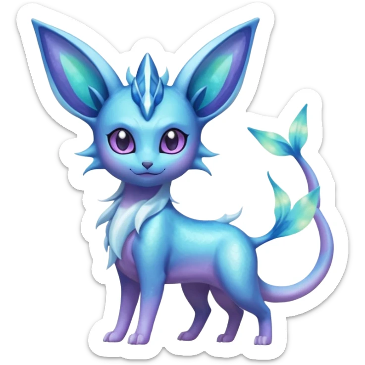 Shiny Nebulae Espeon-Lumineon-Vaporeon-Amaura-Glaceon-Dragonair-Fakémon-hybrid-creature (full body)  sticker
