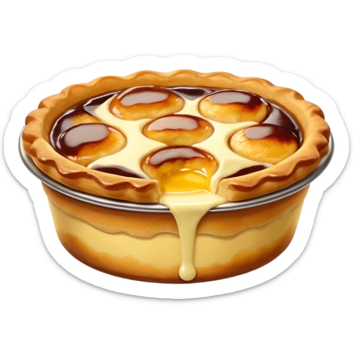 typical Portuguese pastry pastel de nata golden custard tart in a flaky crust sticker