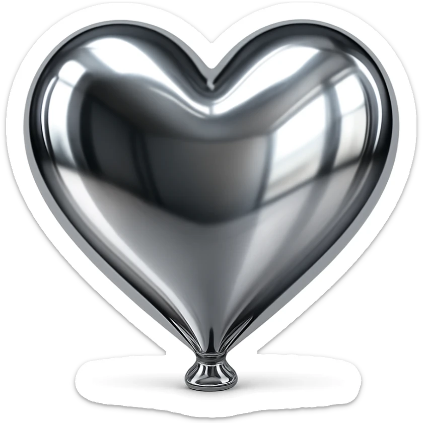 heart in the style of an inflated balloon, chrome 3D emoji style sticker