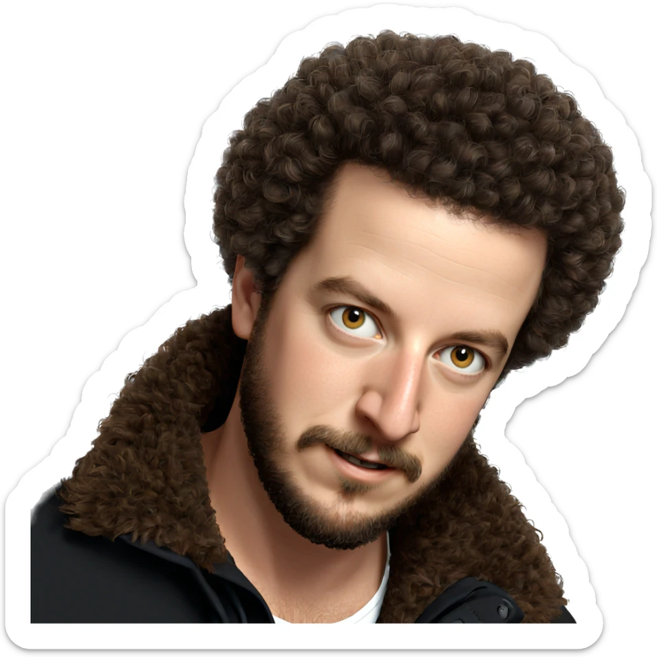 realistic male with afro beard sticker