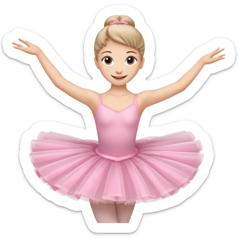 A graceful ballerina in a pink tutu, spinning lightly with arms curved elegantly.
 sticker