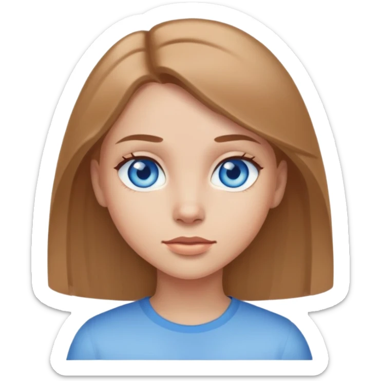 A girl with blue eyes, light skin and straight light brown hair sticker