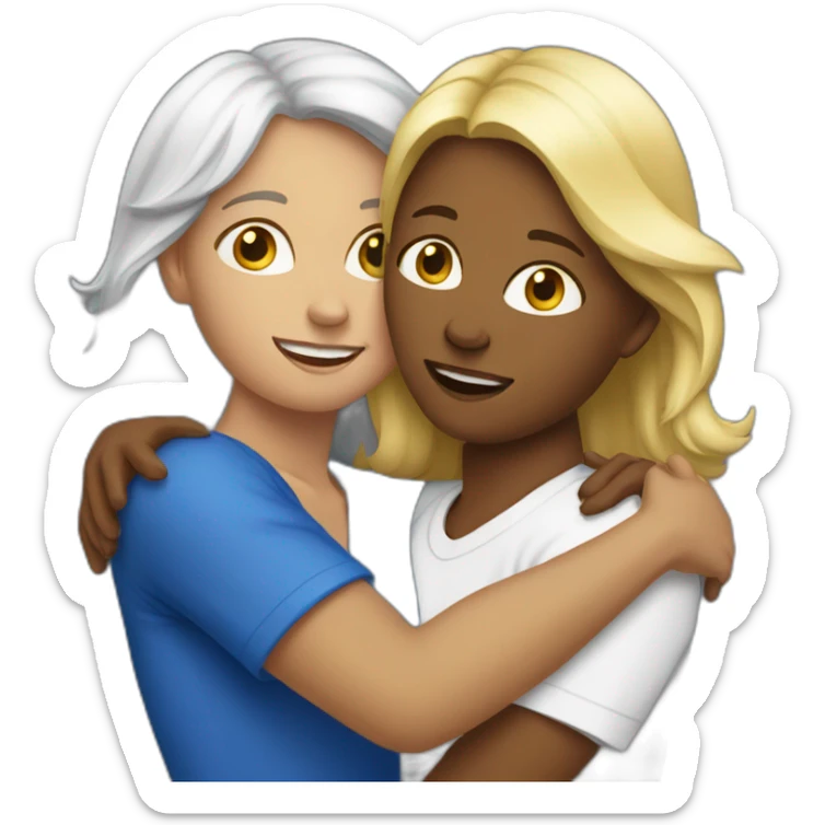 two White women With haïr brown have a Hug to réconfort them  sticker