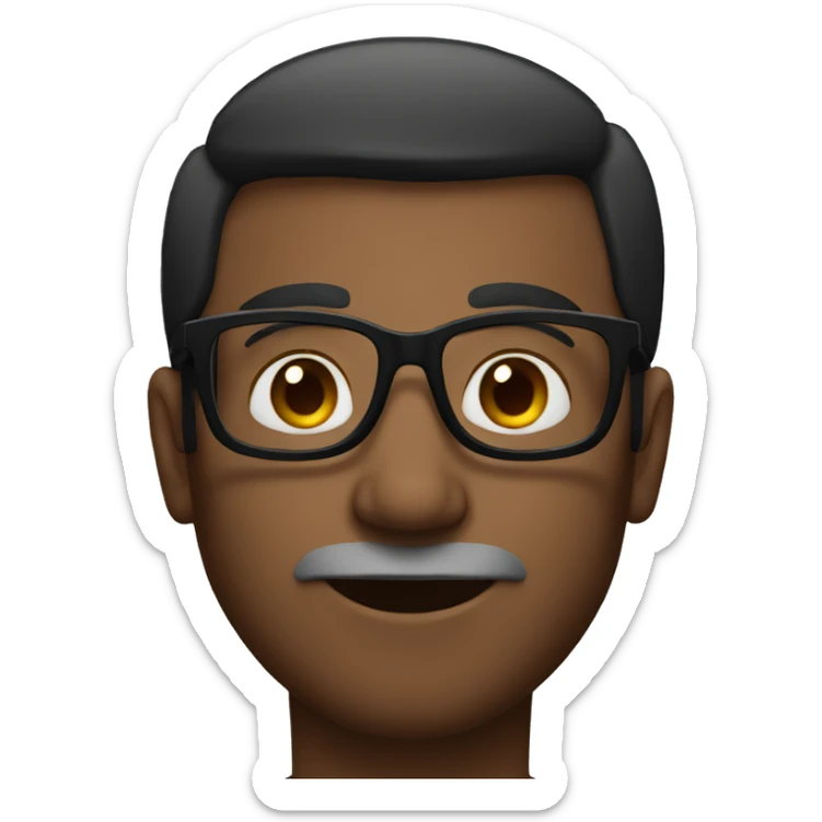 indian man with dark skin and glasses, no facial hair sticker