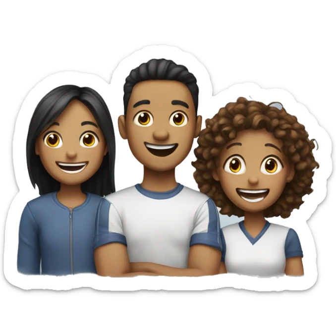 team of 4 friends 2 girl and 3 boys laughter sticker