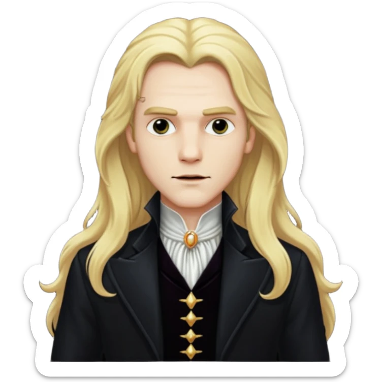 Lestat de Lioncourt with white skin, long blonde hair, black outfit sticker