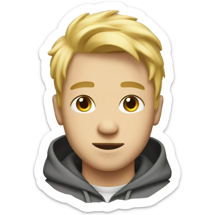 college boy with blonde hair wearing a hoodie sticker