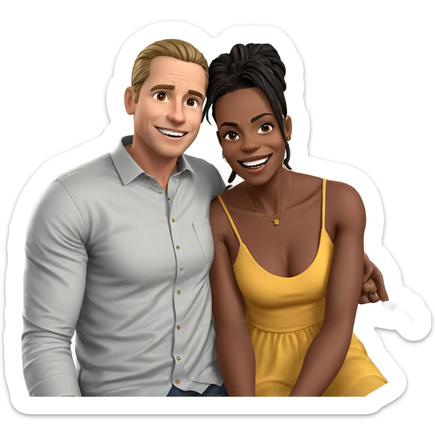 couple enjoying a car ride sticker