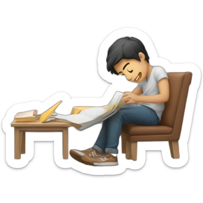 imagen estilizada de un estudiante sacando fotocopias sticker