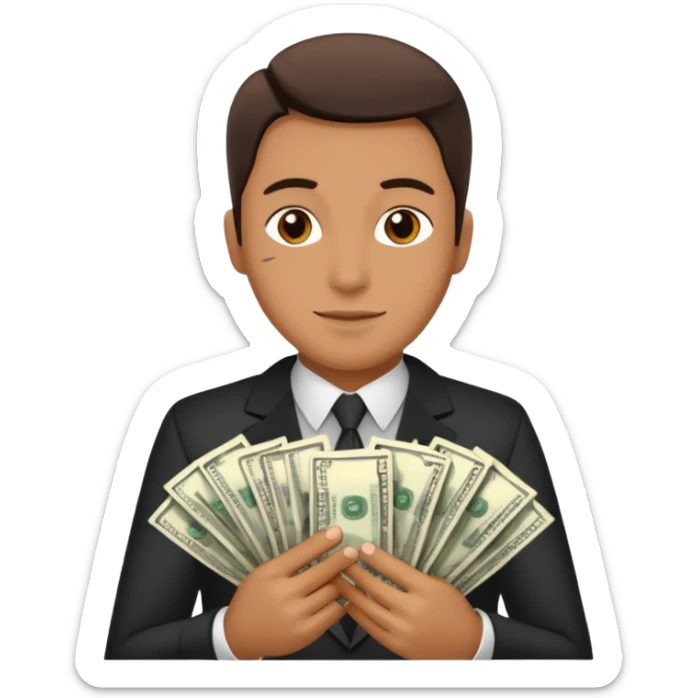 Add more cash flying around, bundles of US dollars, casino winnings vibe, lucky flight, jackpot feeling sticker