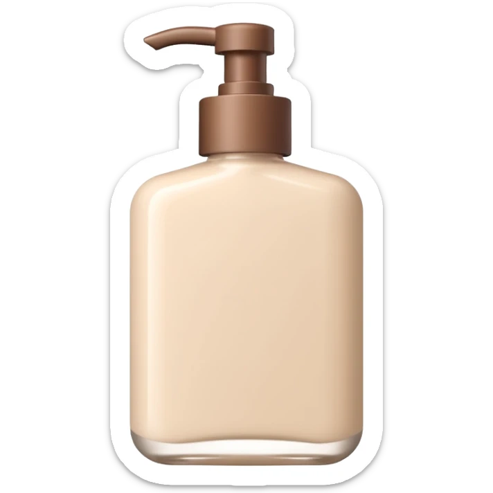 Emoji-style illustration of a minimal body lotion bottle inspired by tea and fig fragrance.
Elegant, calm color palette, soft beige or ivory bottle, subtle botanical mood,
flat design, clean lines, modern beauty branding aesthetic, no logo, no text. sticker