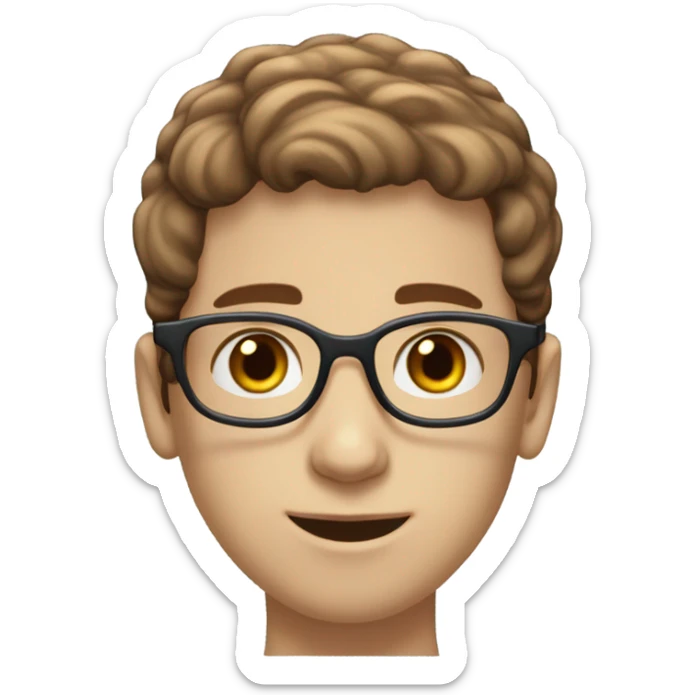 Chesnut straight hair, light blue eyes, light skin tone, Jewish Israeli boy with glasses that is studious sticker