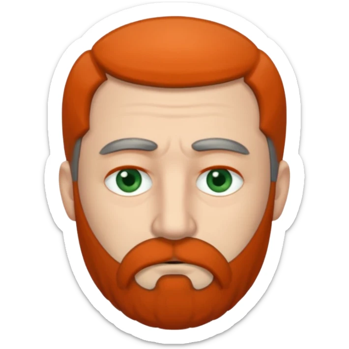 Greenish grey eyed adult man with sad eyes, poor short dark grey hair and a very long beard hanging. Pale skin. He's serious and looks tired. Make sure his hair and beard are both dark grey. sticker