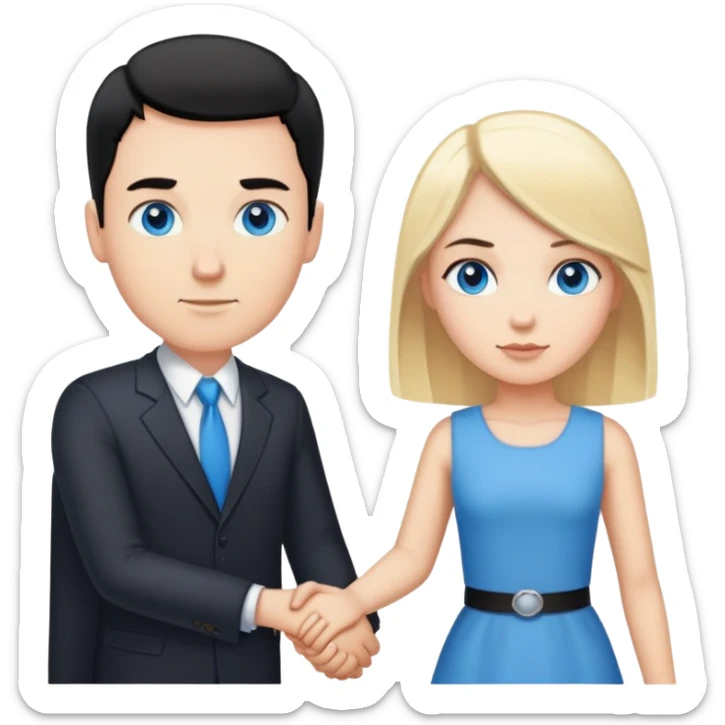 Strong white man with short black hair and white girl with long blonde hair and blue eyes holding hands sticker