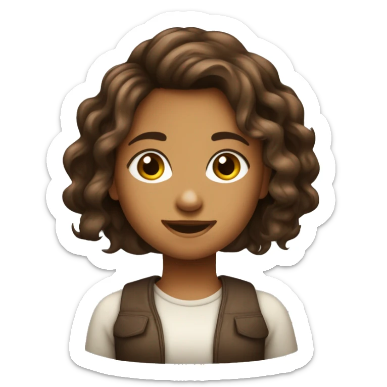 uma criança menina  com cabelo castanho escuro  liso .olho castanho escuro pele clara sticker