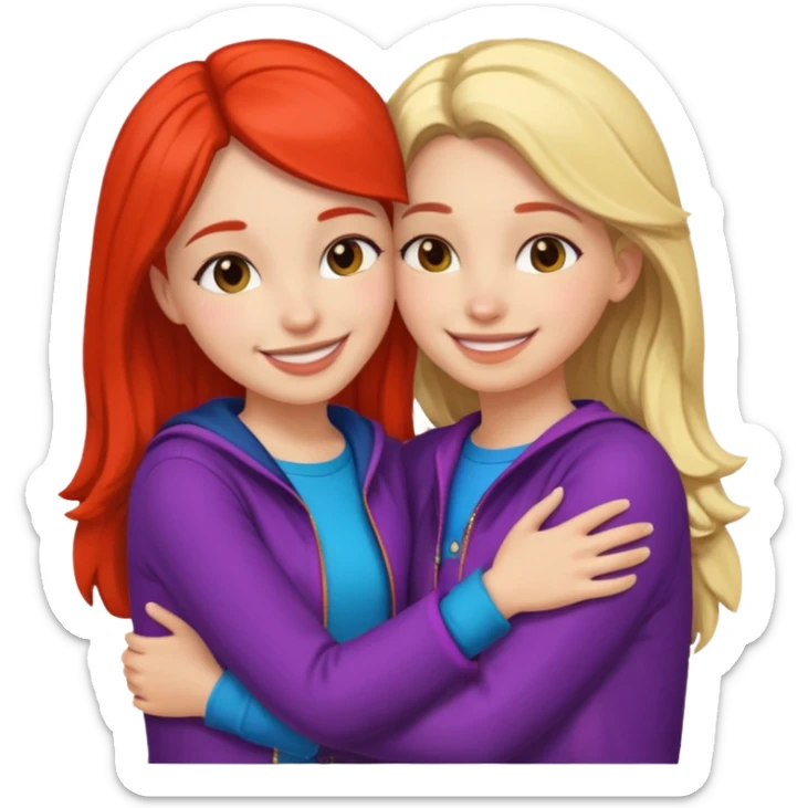 Girl hug a girl friend european bold sticker