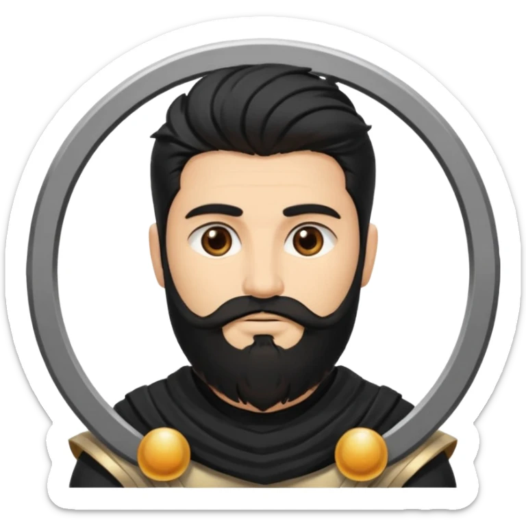 Saturn, God of Time from Gods and Goddesses with black hair and beard, black outfit sticker