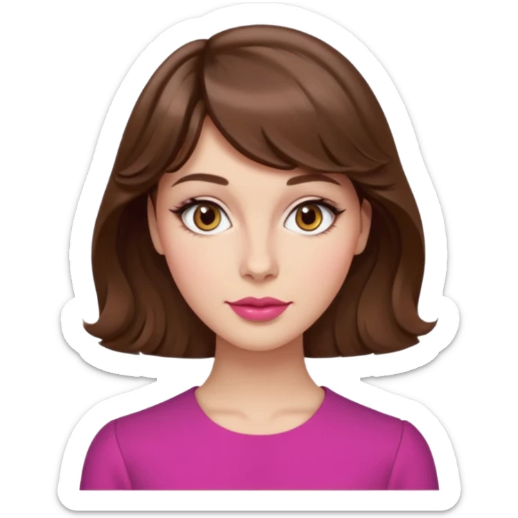 Dalgalı saçlı, hafif perçemli; kehribar gözlü, küçük kalkık burunlu ve dolgun dudaklı. Oval yüzlü, çıkık elmacık kemikli. Omuzları geniş, beli ince, kalçası dolgun.şık bir tarzda, dikkat çekici bir kadın. sticker