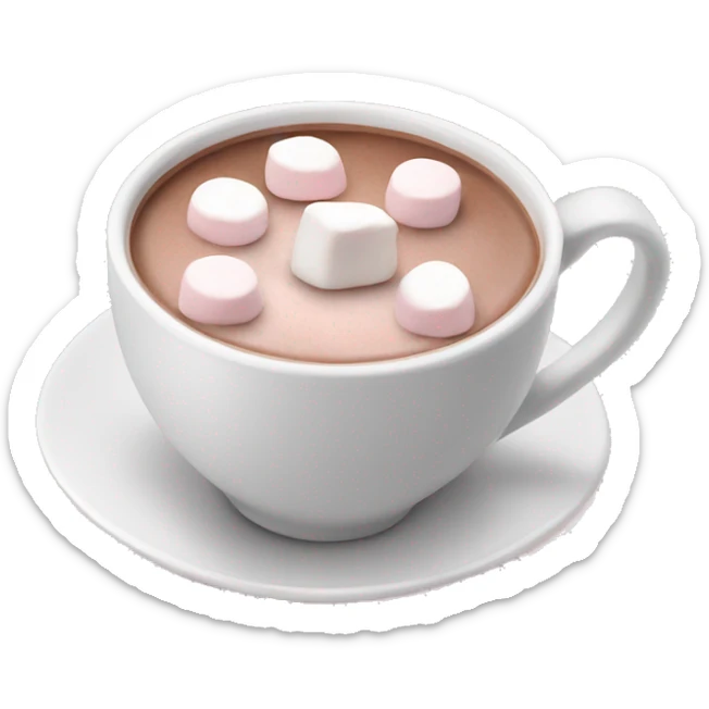 Light Pink mug of hot chocolate with marshmallows  sticker