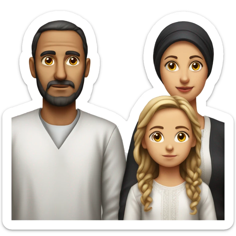 mom, dad, son and daughter of orthodox jews photorealistic serious sticker