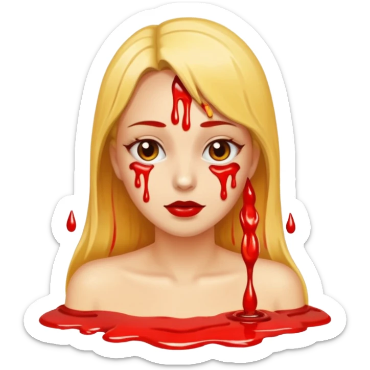 Woman dripping hot wax onto her own skin, controlled pain, ceremonial atmosphere sticker