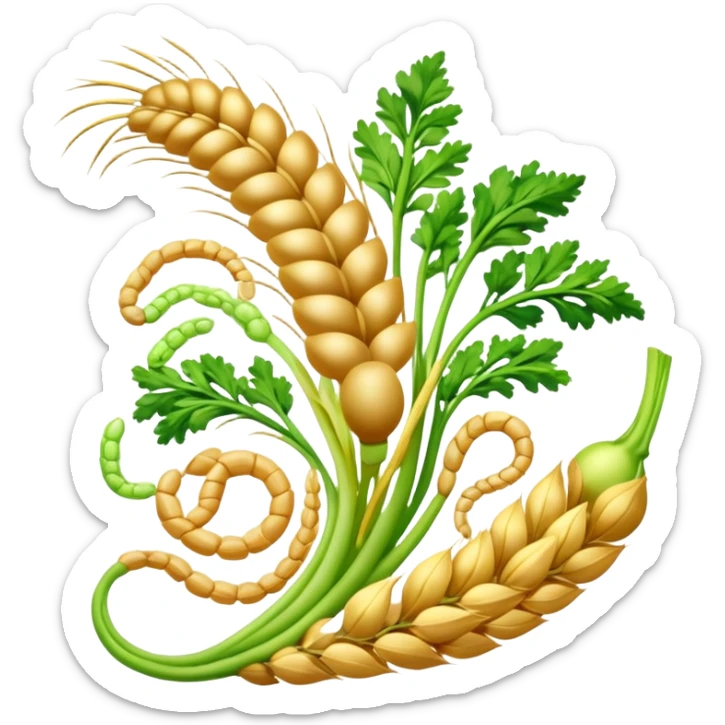 Golden wheat, green vegetables, colorful fruits, and tiny seeds surrounding a glowing digestive system. Light sparkles flow through the intestines, showing fiber's cleansing effect. All fiber-rich foods emit a soft glow as they contribute to digestive health. sticker
