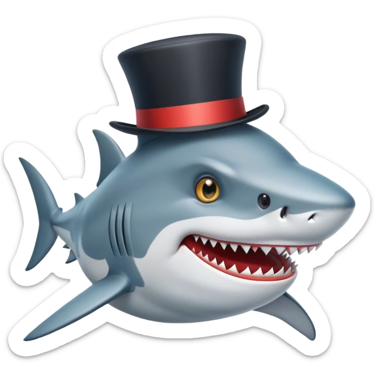 Shark with a top hat sticker