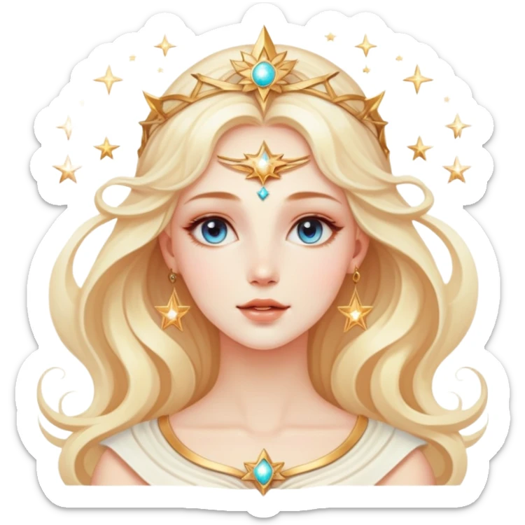 universe goddess Sophia with pretty perfect feminine attractive face, cosmic beauty with detailed delicate facial features, starry goddess with ethereal glow sticker