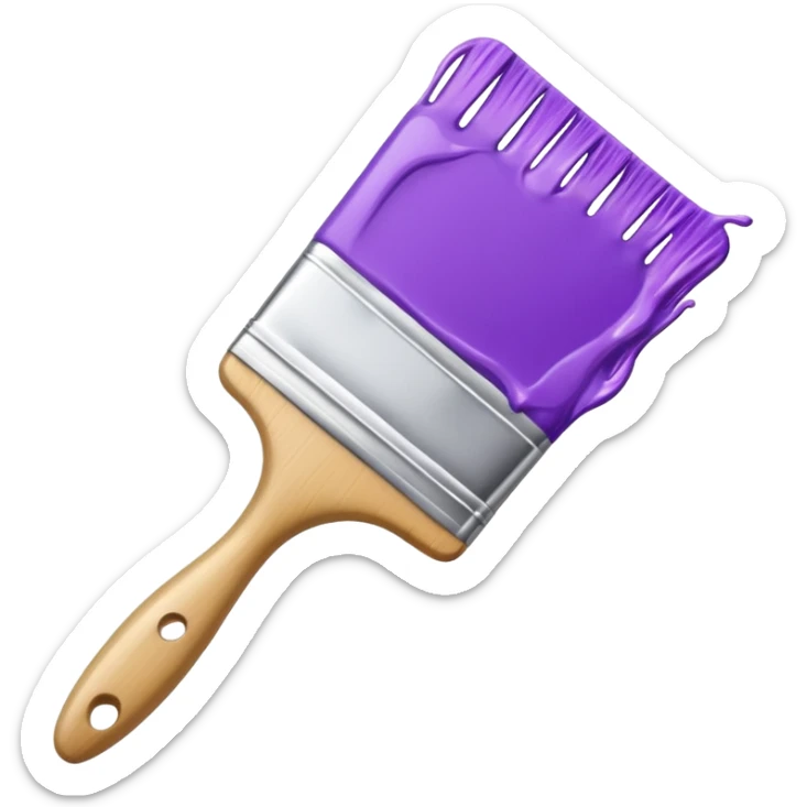 Paint brush with purple paint in the end of the brush  sticker