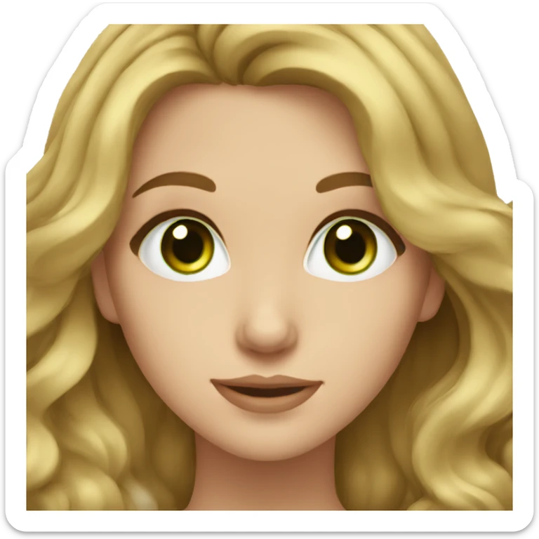 Cute woman with wavy dark blonde hair and green-blue eyes sticker