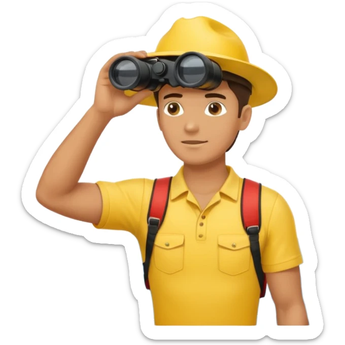 Male lifeguard – yellow shirt, binoculars in hand, scanning the sea sticker
