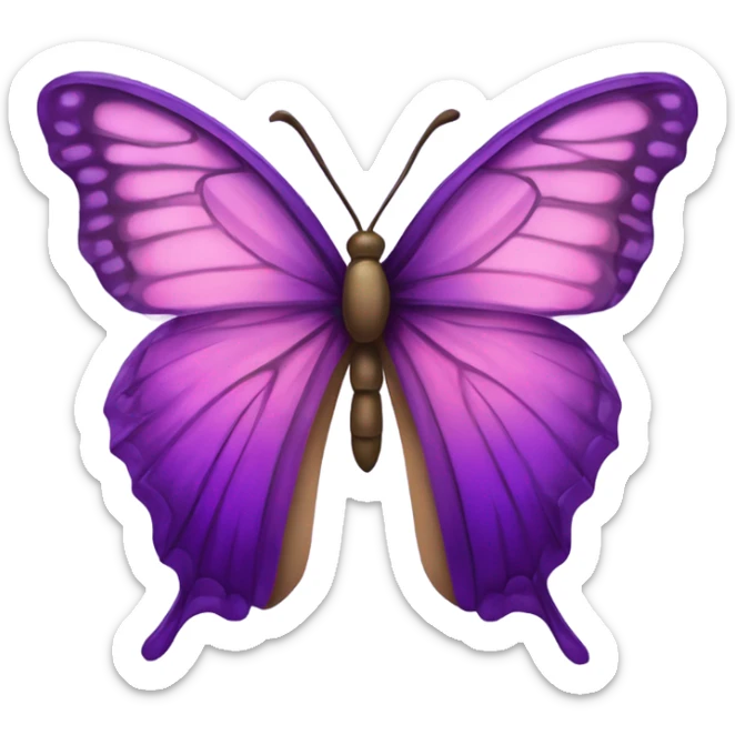 Una mariposa violeta con enormes pestañas y brillos en sus alas sticker