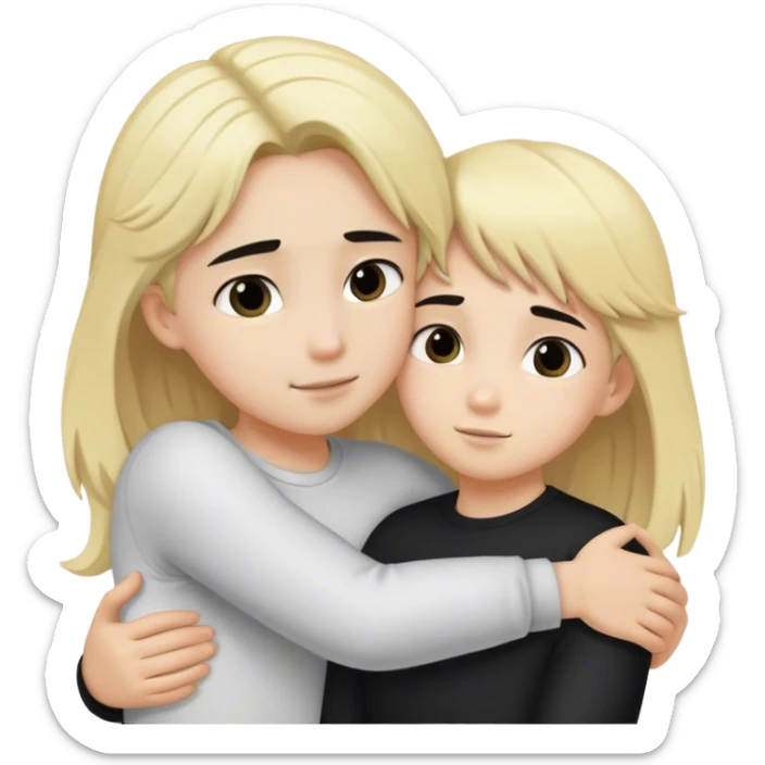Girl with blonde hair hugging boy with black hair  sticker