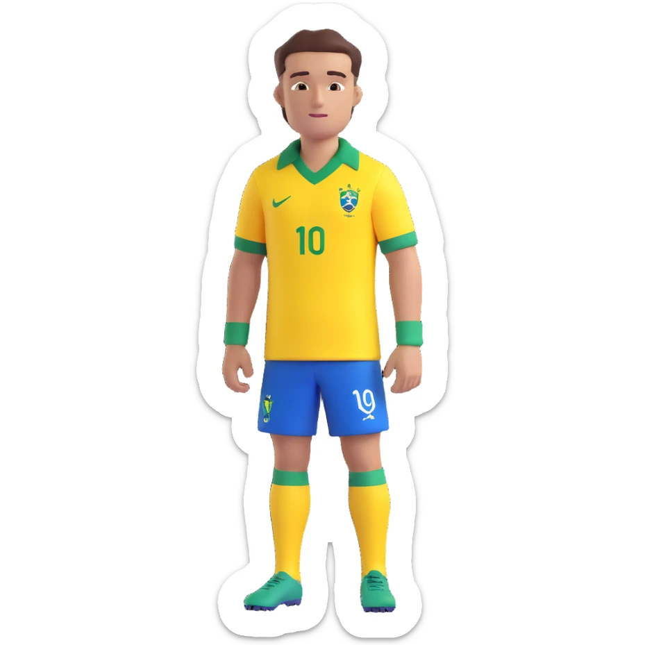 Brazil soccer national team jersey, classic yellow with green collar and cuffs, short sleeves, no text, minimal background sticker