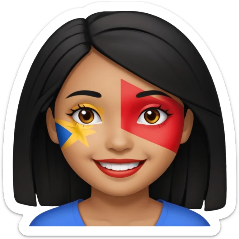 girl with black hair smile with Filipino colors sticker