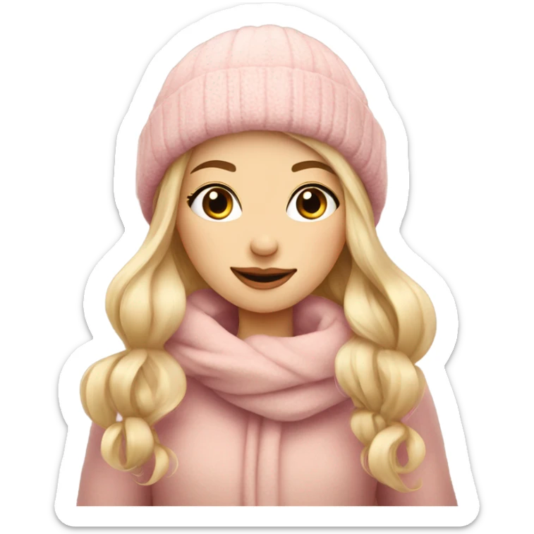 cozy beautiful finnish blond winter girl brown pink sticker