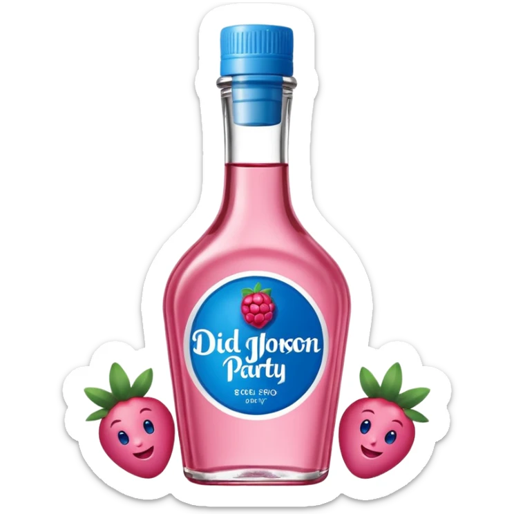 bottle of oil blue top pink outside with logo that says Diddy Party oil Johnson and Johnson  brand with a smiling berry on top sticker