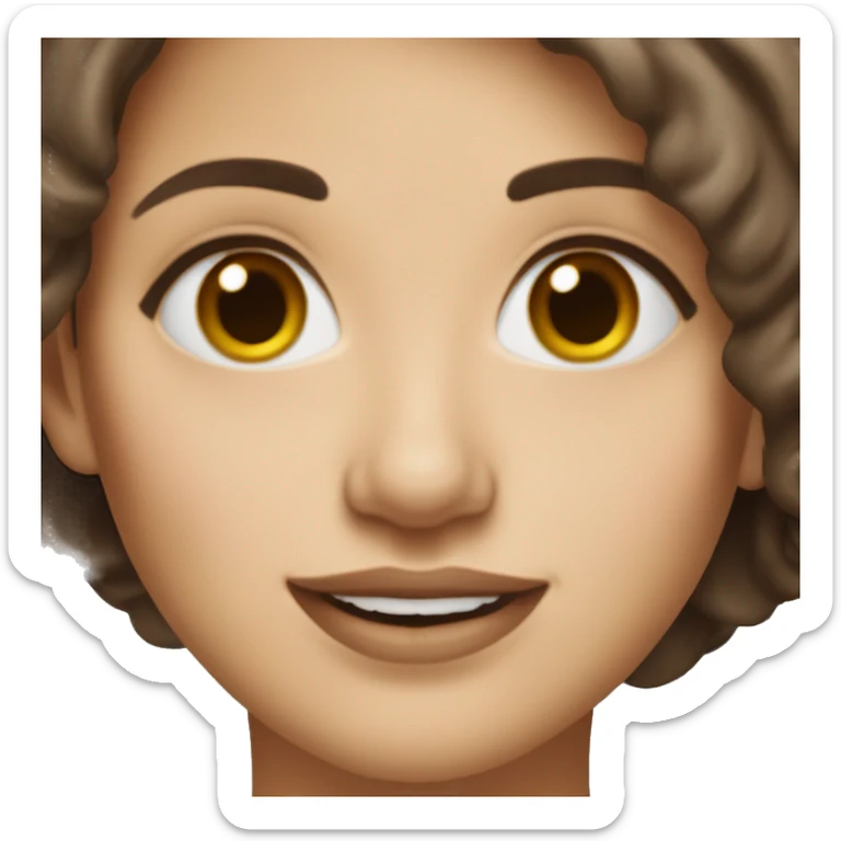 Woman of 29 years, smart, white skin, brown eyes, brown hair, beautiful lips, smiled. sticker